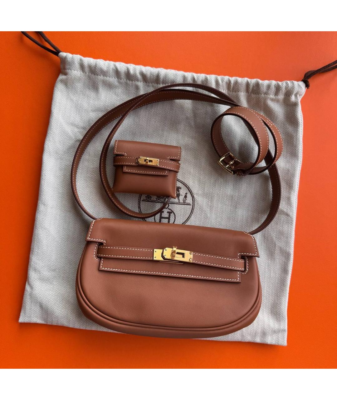 HERMES Коричневая кожаная сумка через плечо, фото 2