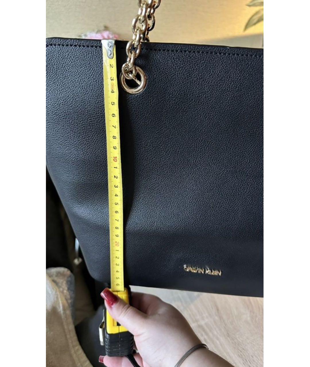 CALVIN KLEIN Черная сумка тоут из искусственной кожи, фото 5