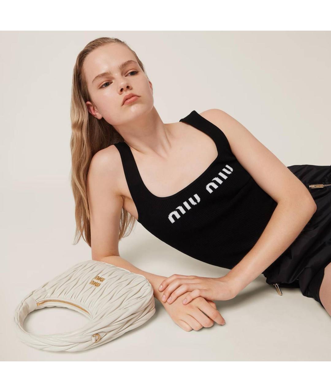 MIU MIU Черная вискозная майка, фото 2