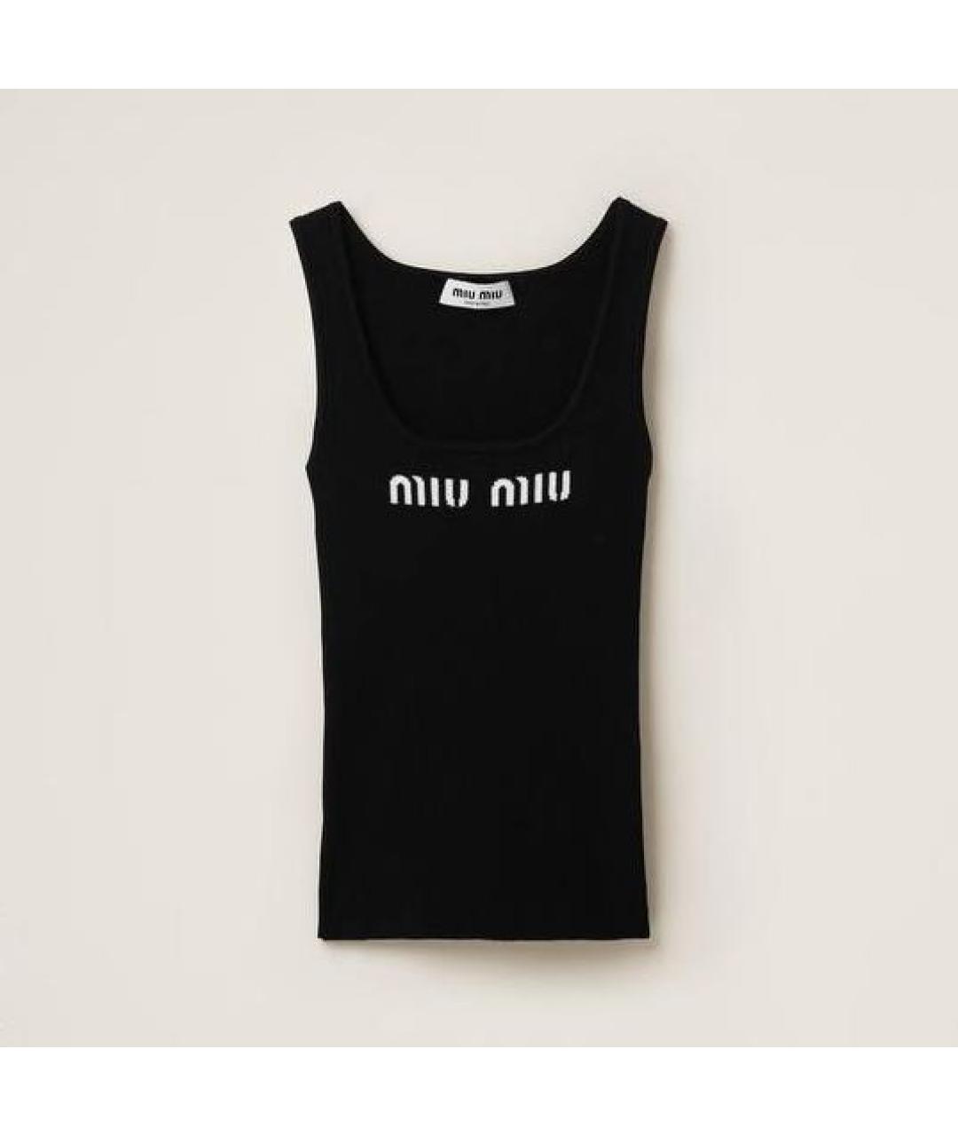 MIU MIU Черная вискозная майка, фото 5