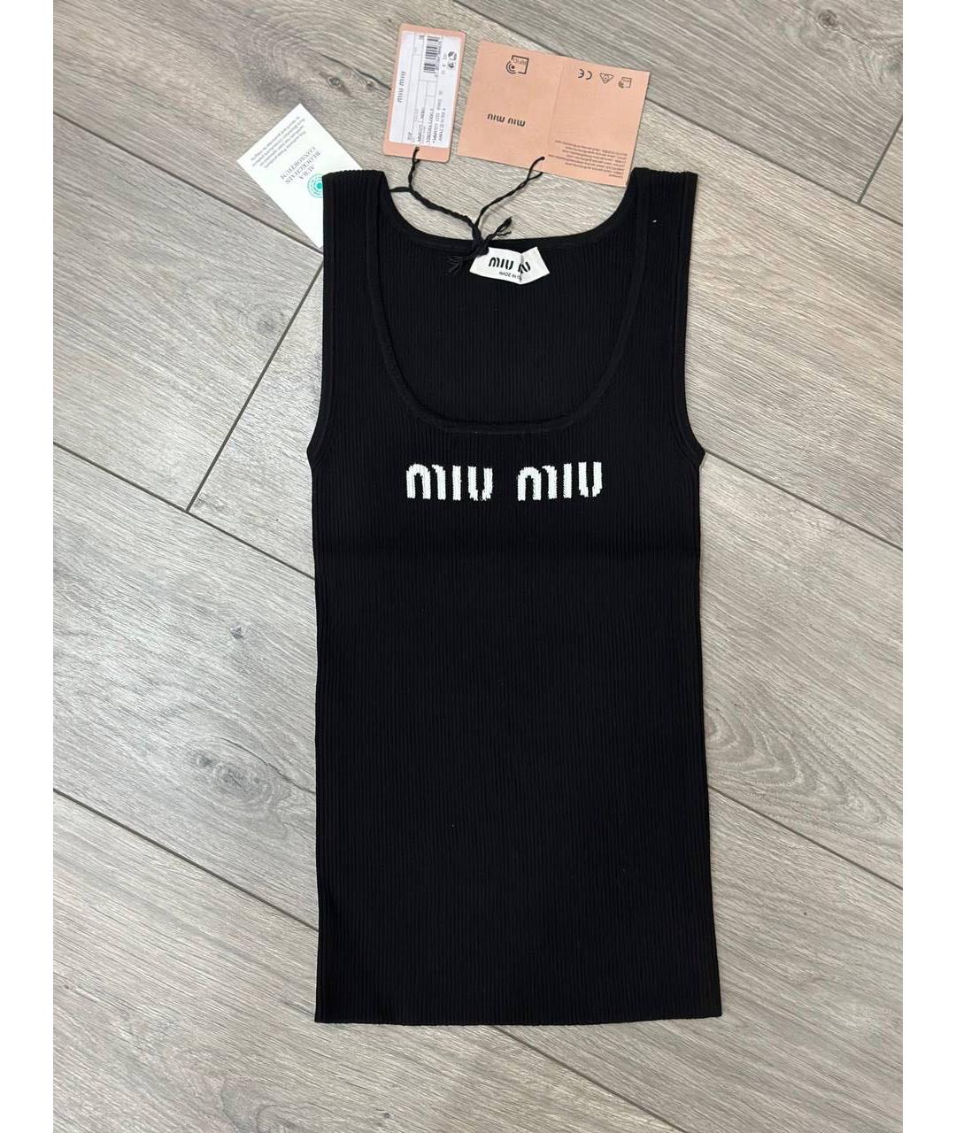 MIU MIU Черная вискозная майка, фото 3