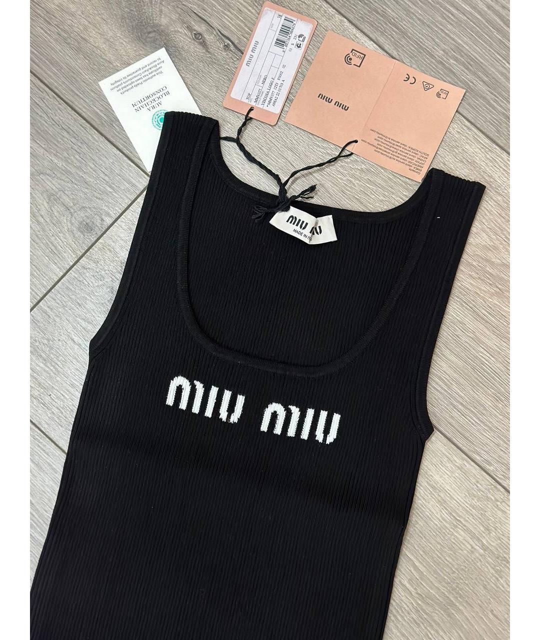 MIU MIU Черная вискозная майка, фото 4