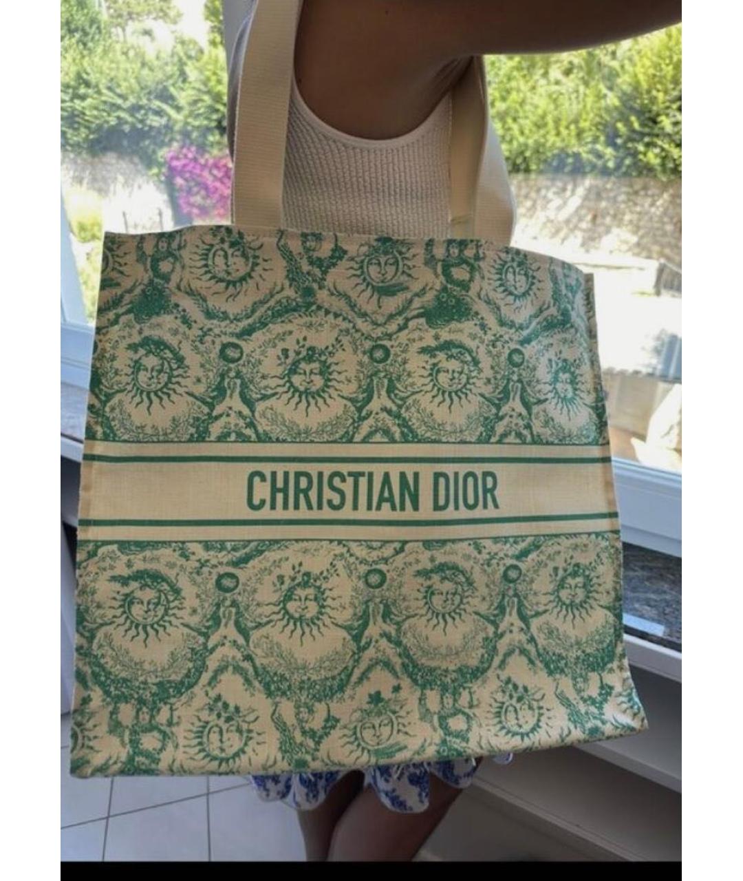 CHRISTIAN DIOR Бирюзовая хлопковая пляжная сумка, фото 2
