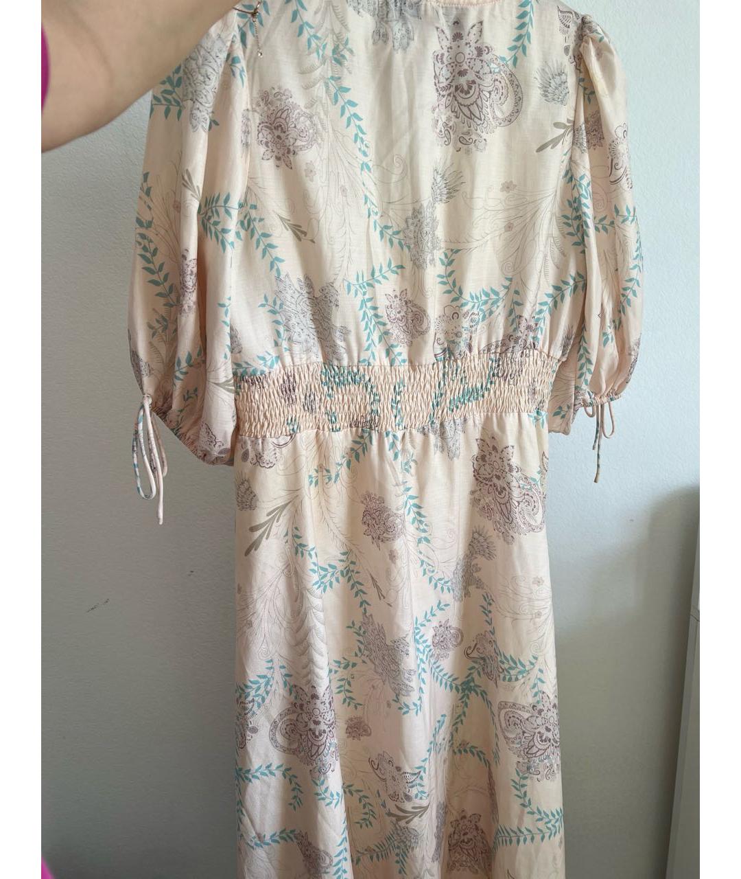 CHRISTIAN DIOR Бежевое хлопковое повседневное платье, фото 4