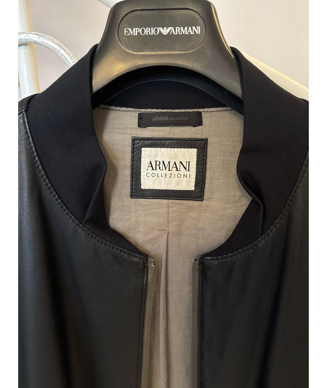 ARMANI COLLEZIONI Темно-синяя кожаная куртка, фото 3