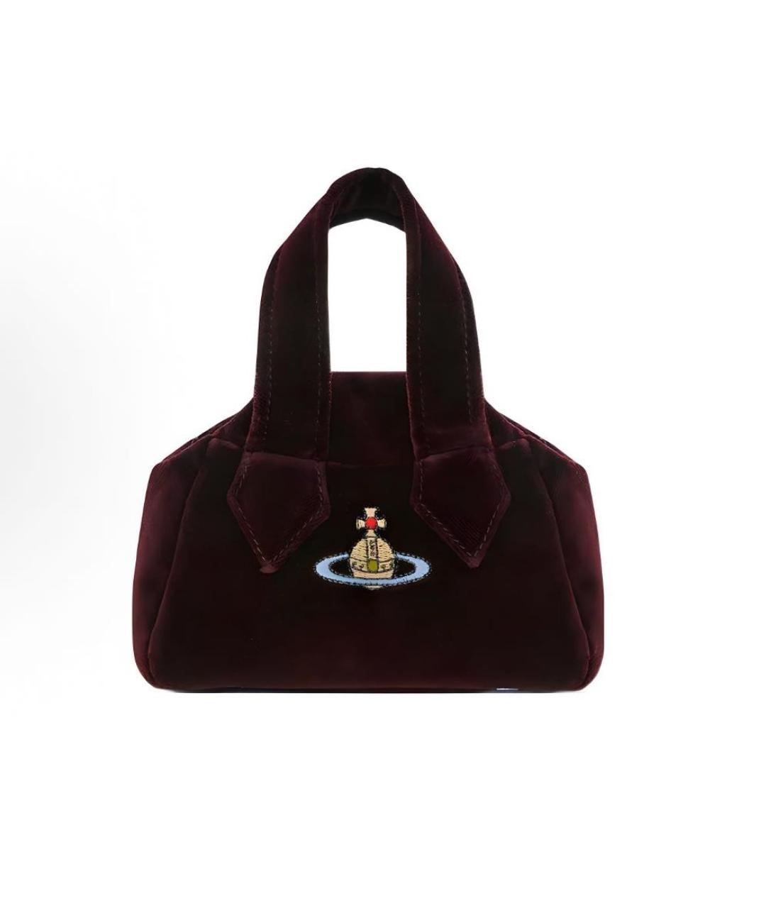 VIVIENNE WESTWOOD Бордовая тканевая сумка с короткими ручками, фото 5