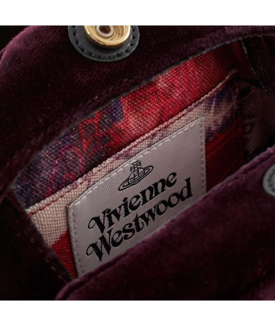 VIVIENNE WESTWOOD Бордовая тканевая сумка с короткими ручками, фото 4