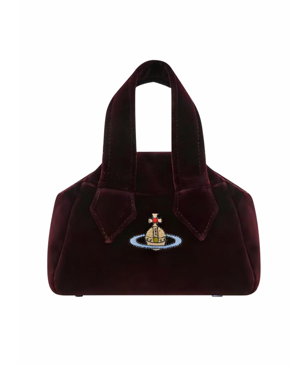 VIVIENNE WESTWOOD Бордовая тканевая сумка с короткими ручками, фото 1