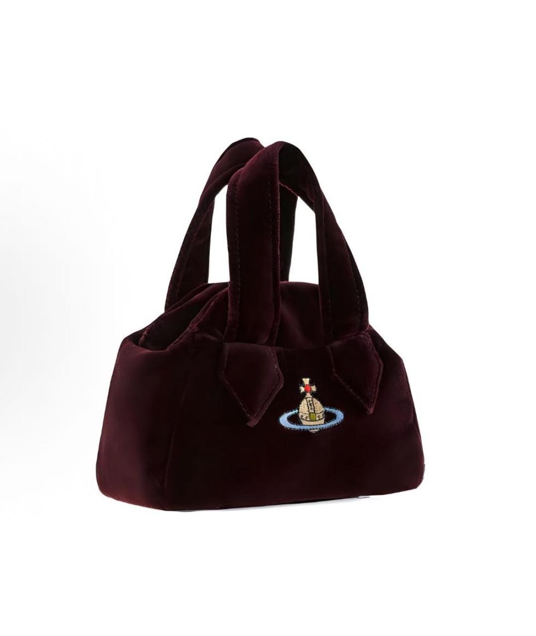 VIVIENNE WESTWOOD Бордовая тканевая сумка с короткими ручками, фото 3