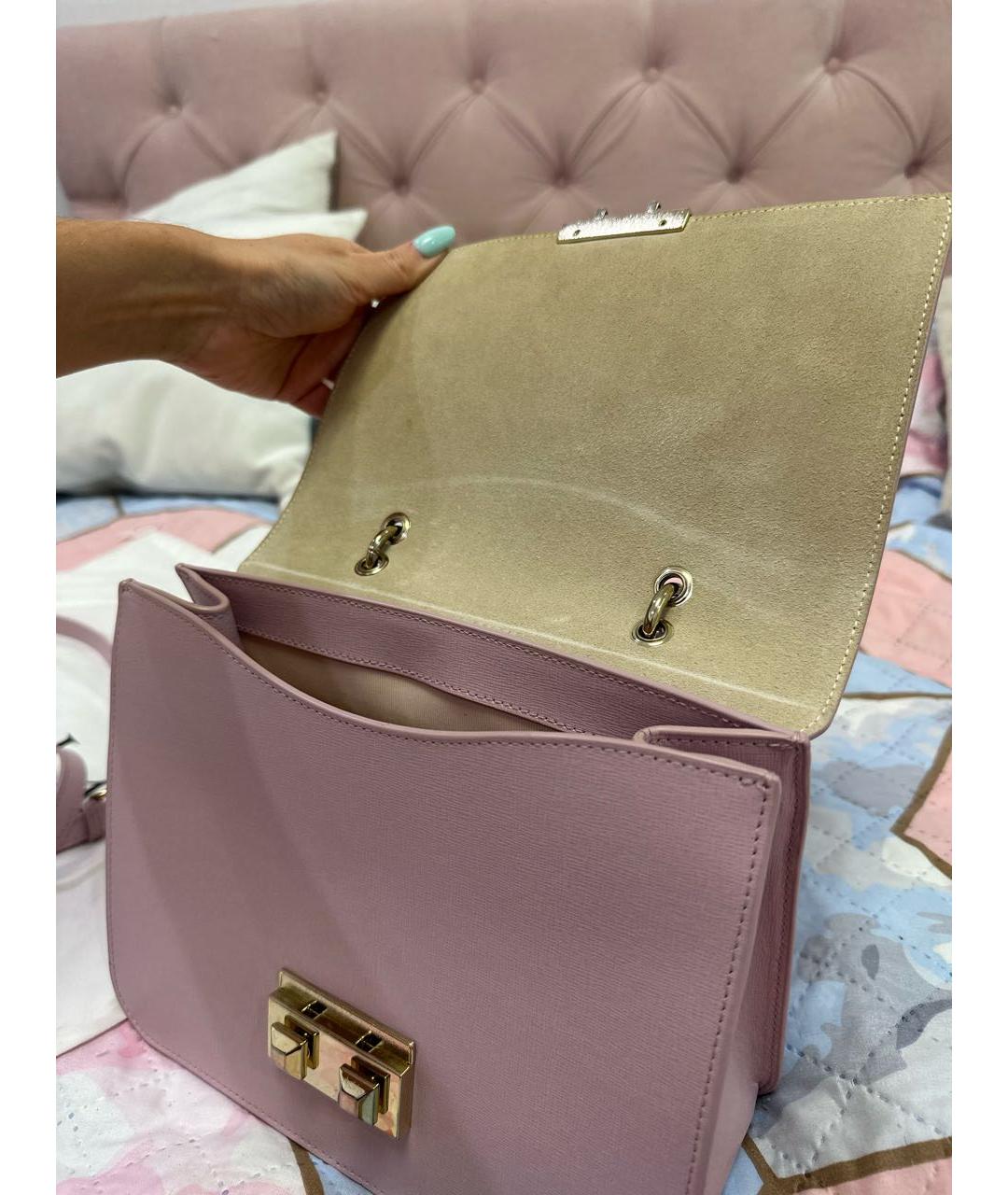 FURLA Розовая кожаная сумка с короткими ручками, фото 4