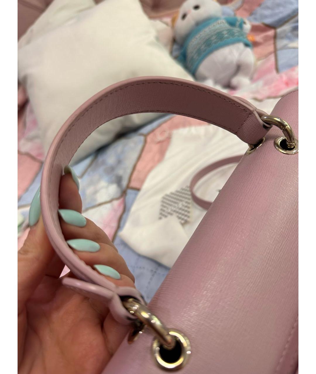 FURLA Розовая кожаная сумка с короткими ручками, фото 6