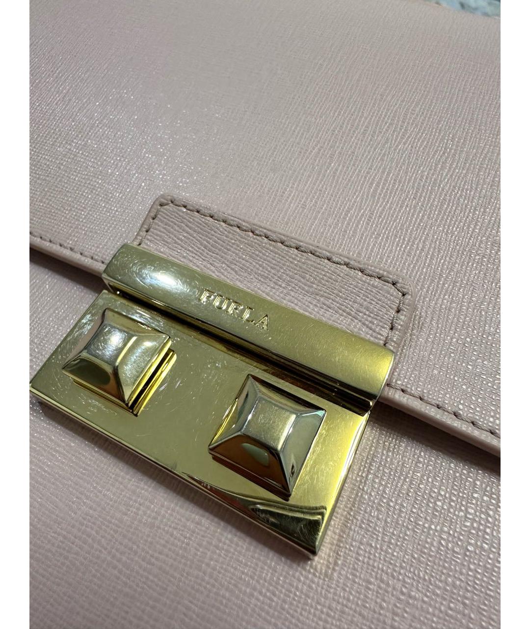 FURLA Розовая кожаная сумка с короткими ручками, фото 5
