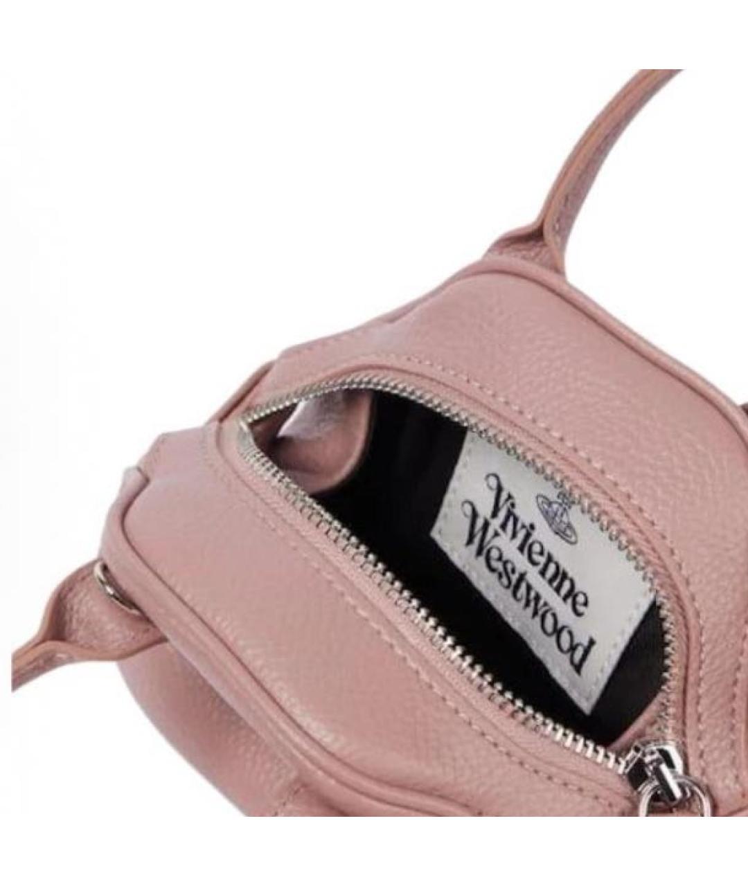 VIVIENNE WESTWOOD Розовая кожаная сумка с короткими ручками, фото 3