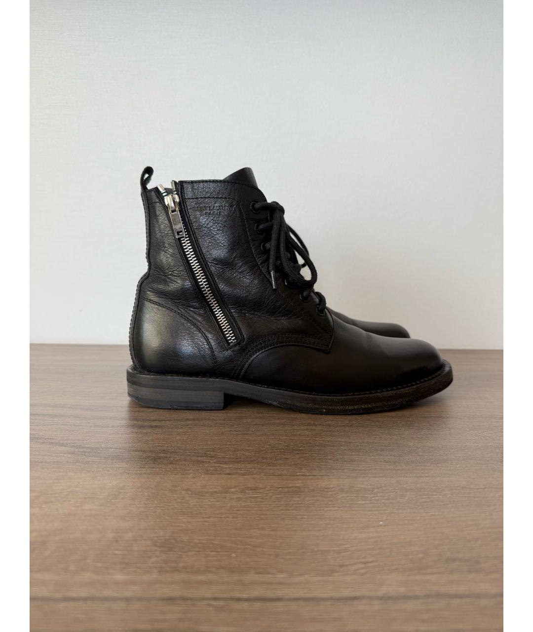 SAINT LAURENT Черные кожаные ботинки, фото 9
