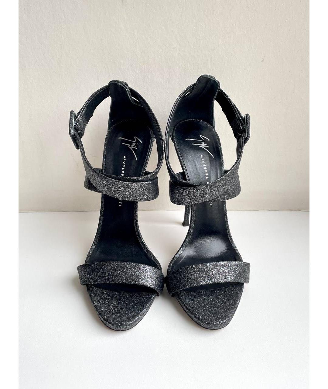 GIUSEPPE ZANOTTI DESIGN Антрацитовые кожаные босоножки, фото 4