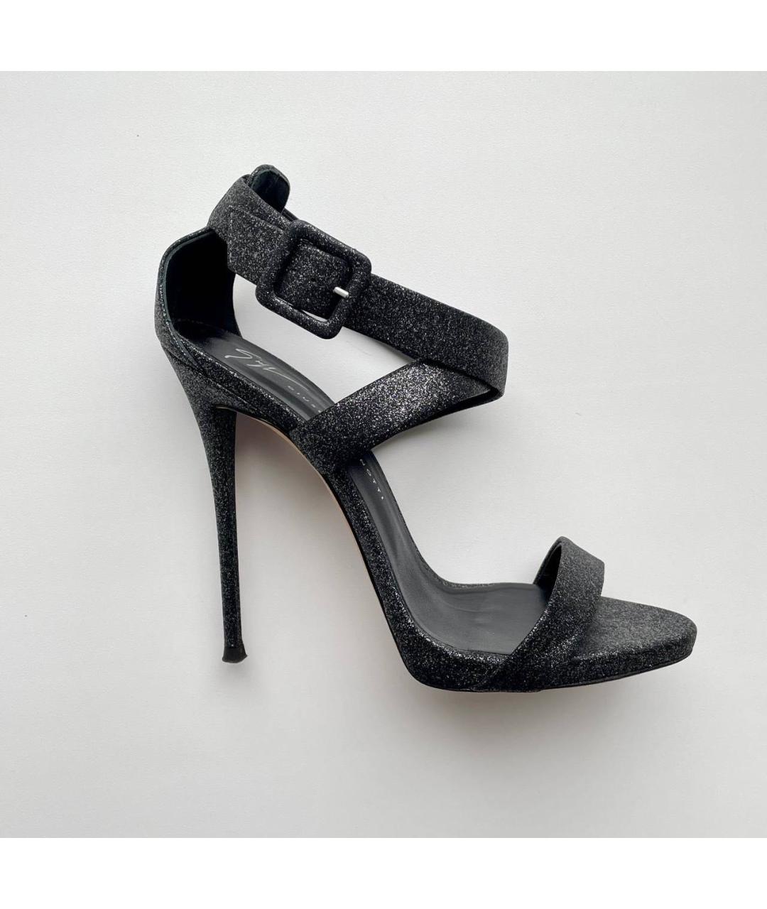 GIUSEPPE ZANOTTI DESIGN Антрацитовые кожаные босоножки, фото 9