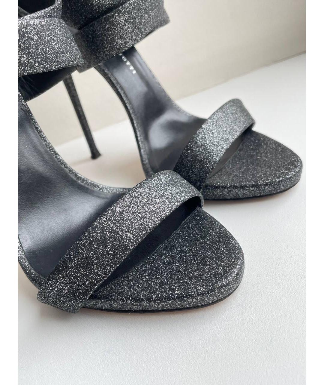 GIUSEPPE ZANOTTI DESIGN Антрацитовые кожаные босоножки, фото 8