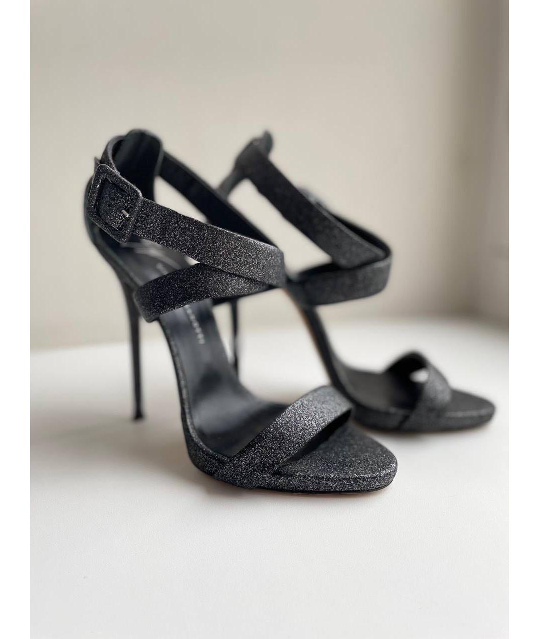 GIUSEPPE ZANOTTI DESIGN Антрацитовые кожаные босоножки, фото 2