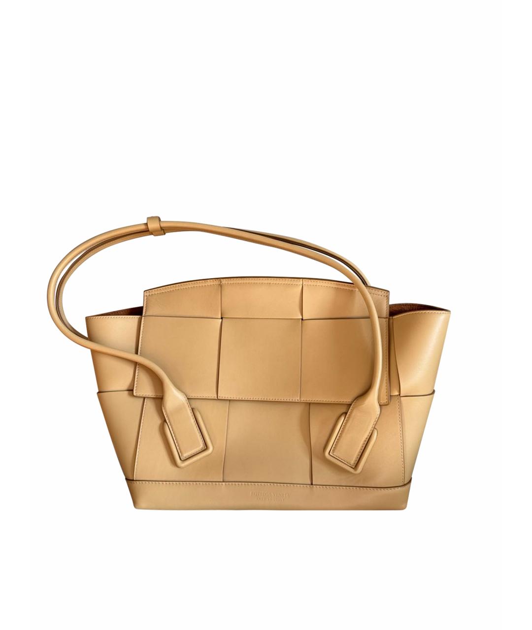 BOTTEGA VENETA Бежевая кожаная сумка через плечо, фото 1