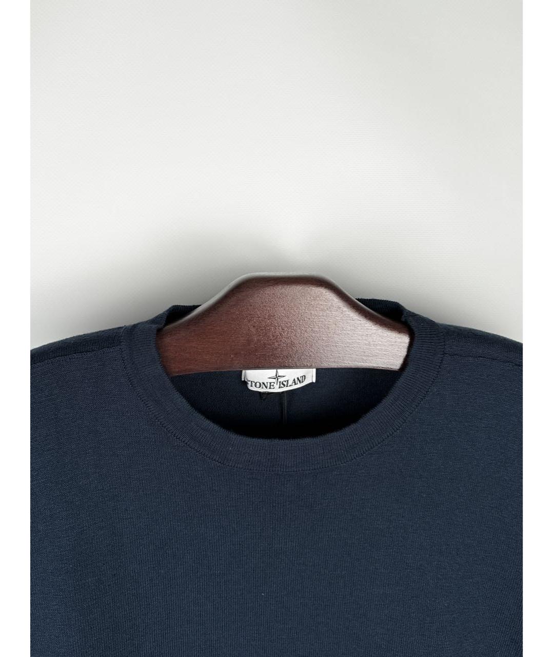 STONE ISLAND Темно-синий хлопковый джемпер / свитер, фото 3