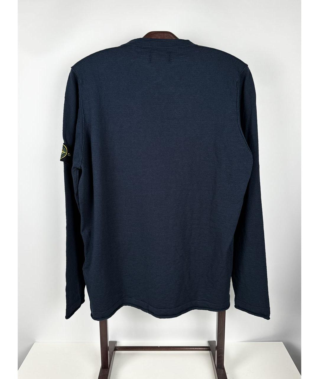 STONE ISLAND Темно-синий хлопковый джемпер / свитер, фото 2