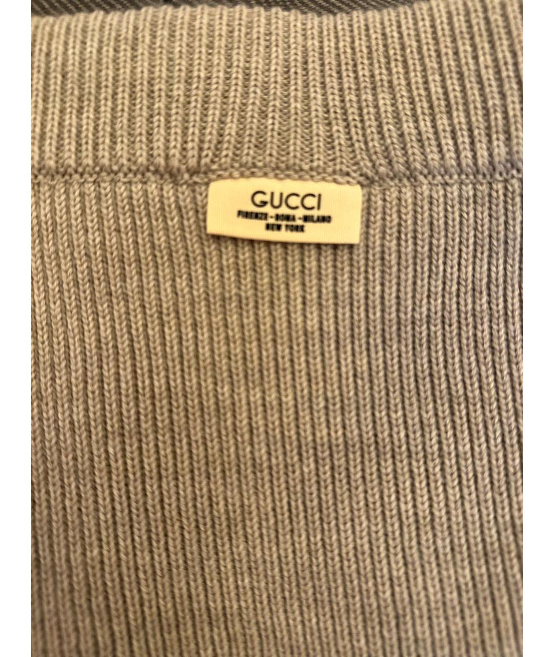 GUCCI Серые шерстяные повседневные брюки, фото 3