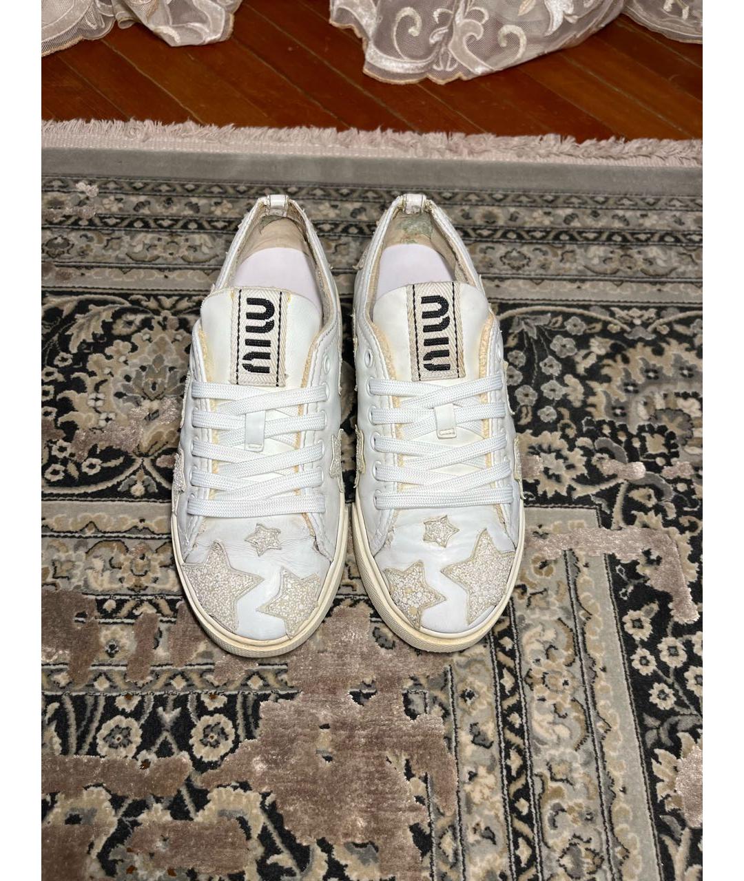 MIU MIU Белые кожаные кеды, фото 2