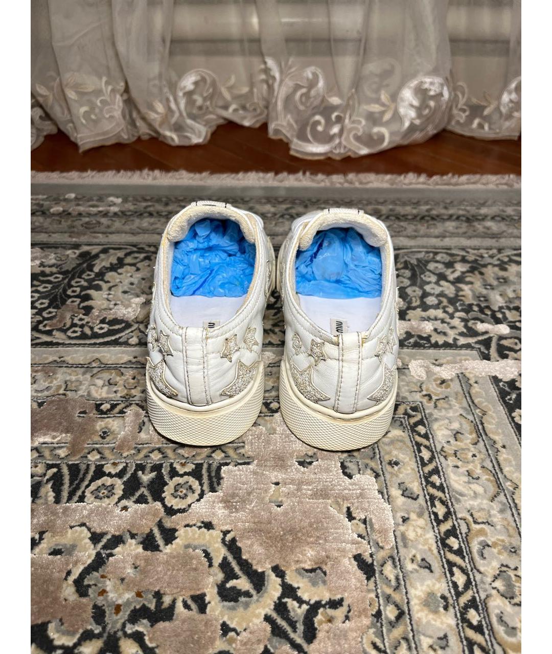 MIU MIU Белые кожаные кеды, фото 4