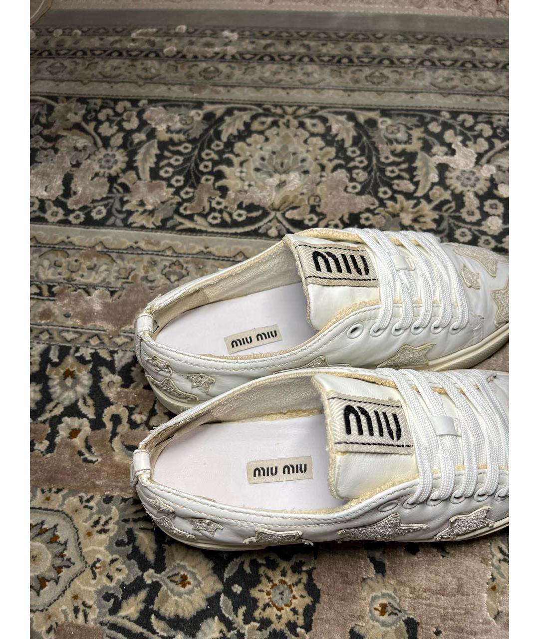 MIU MIU Белые кожаные кеды, фото 6