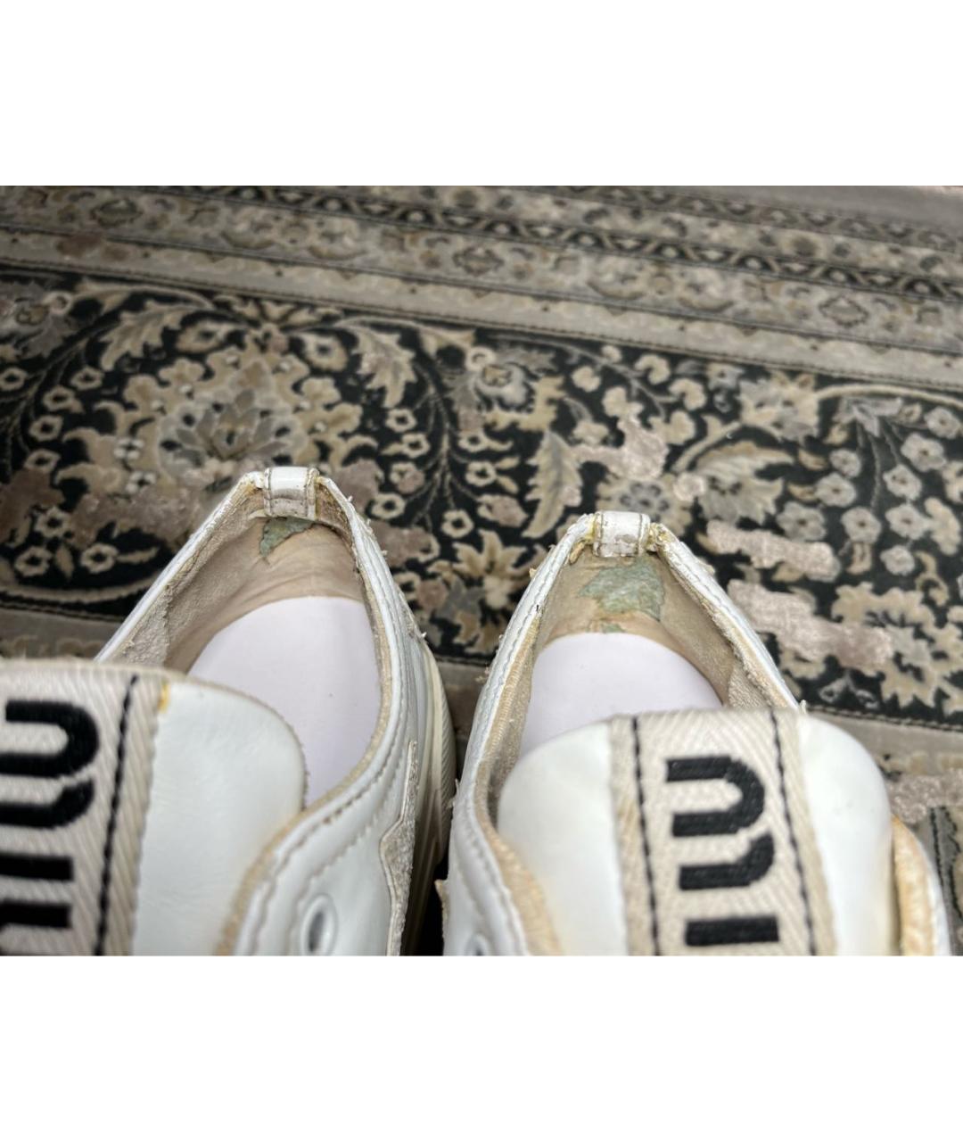MIU MIU Белые кожаные кеды, фото 8