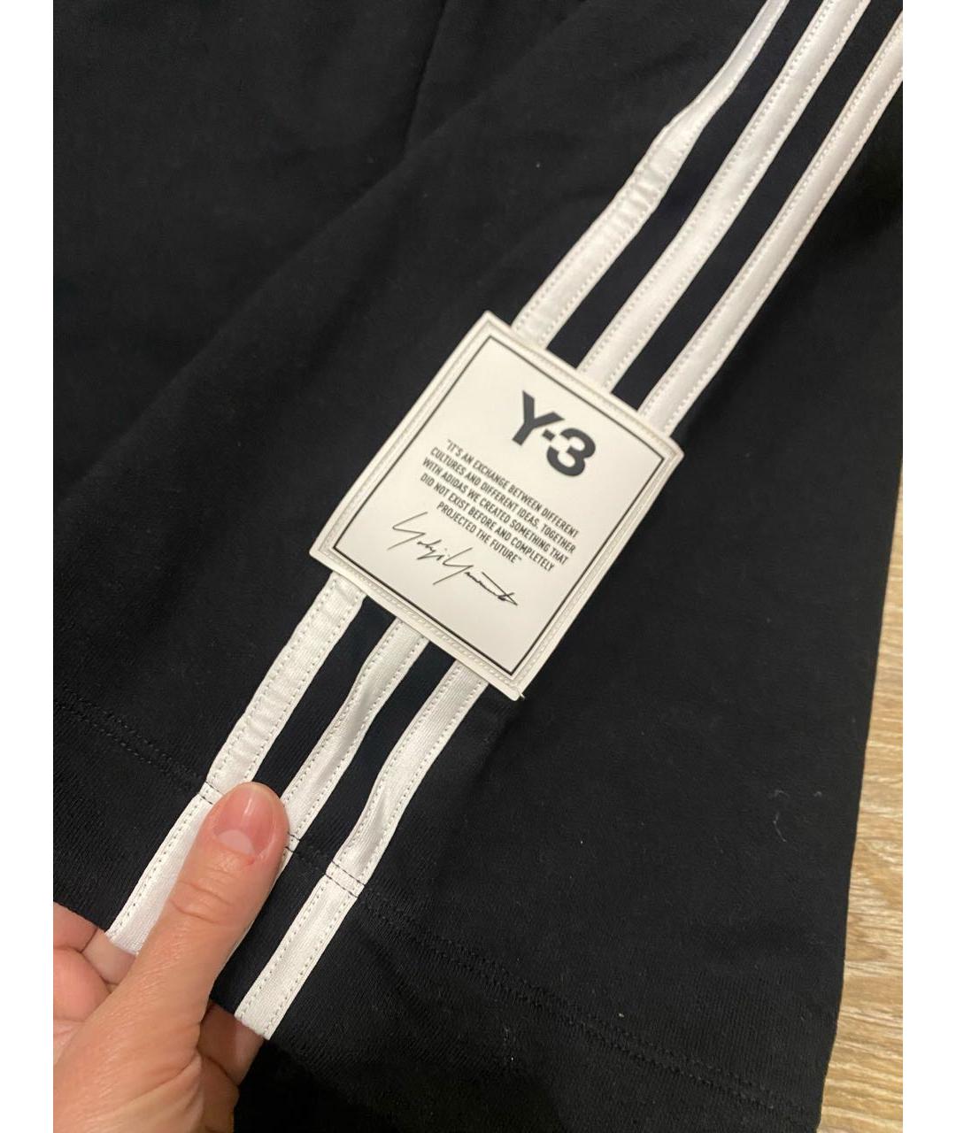 Y-3 Черные хлопко-эластановые шорты, фото 8