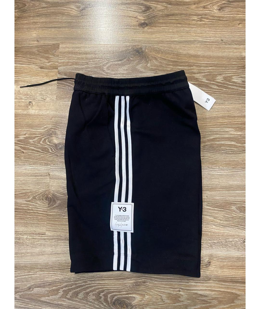 Y-3 Черные хлопко-эластановые шорты, фото 5