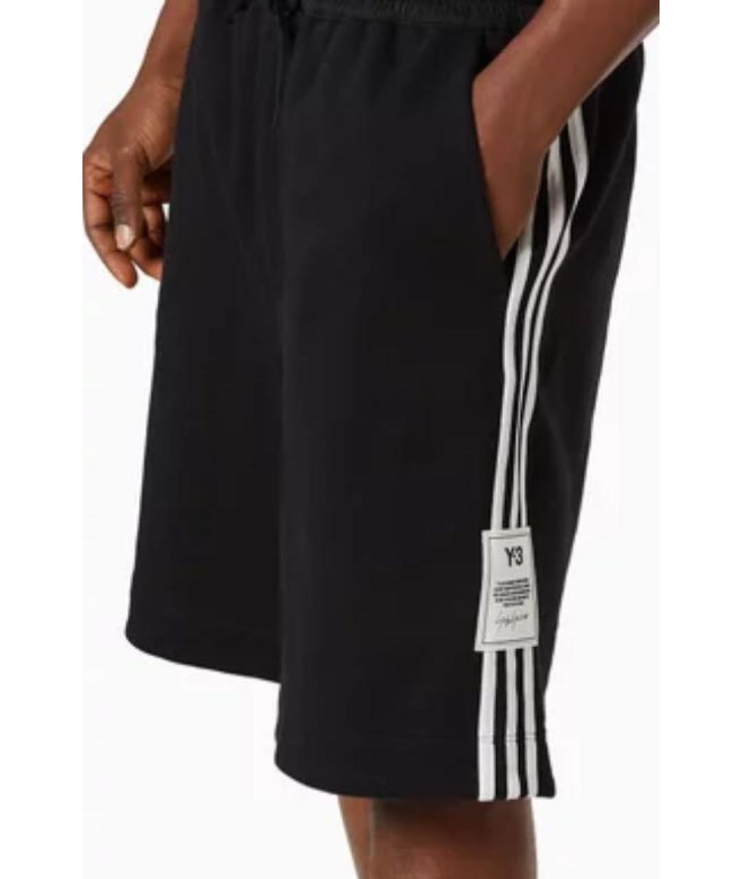 Y-3 Черные хлопко-эластановые шорты, фото 2