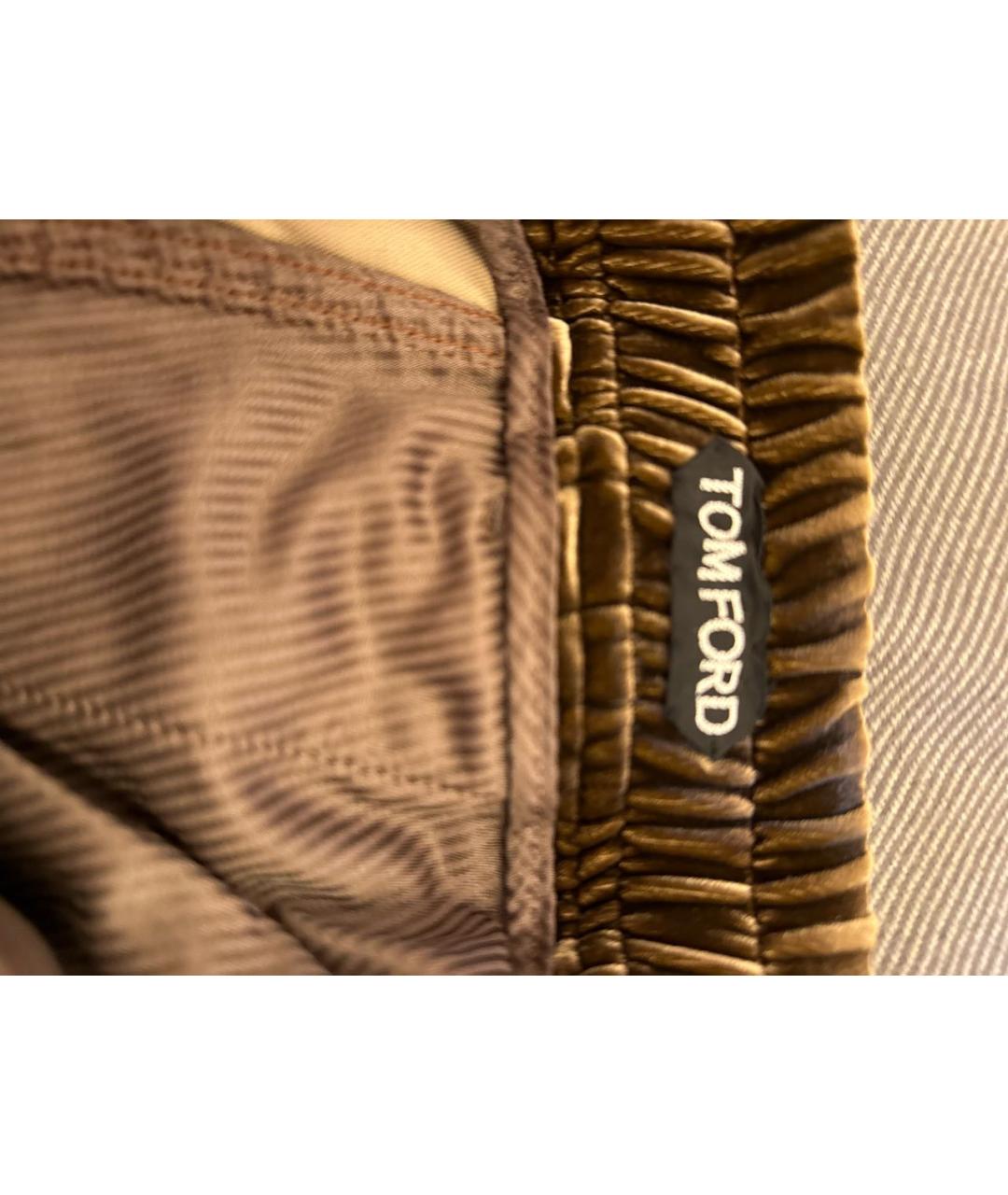 TOM FORD Коричневые бархатные повседневные брюки, фото 4