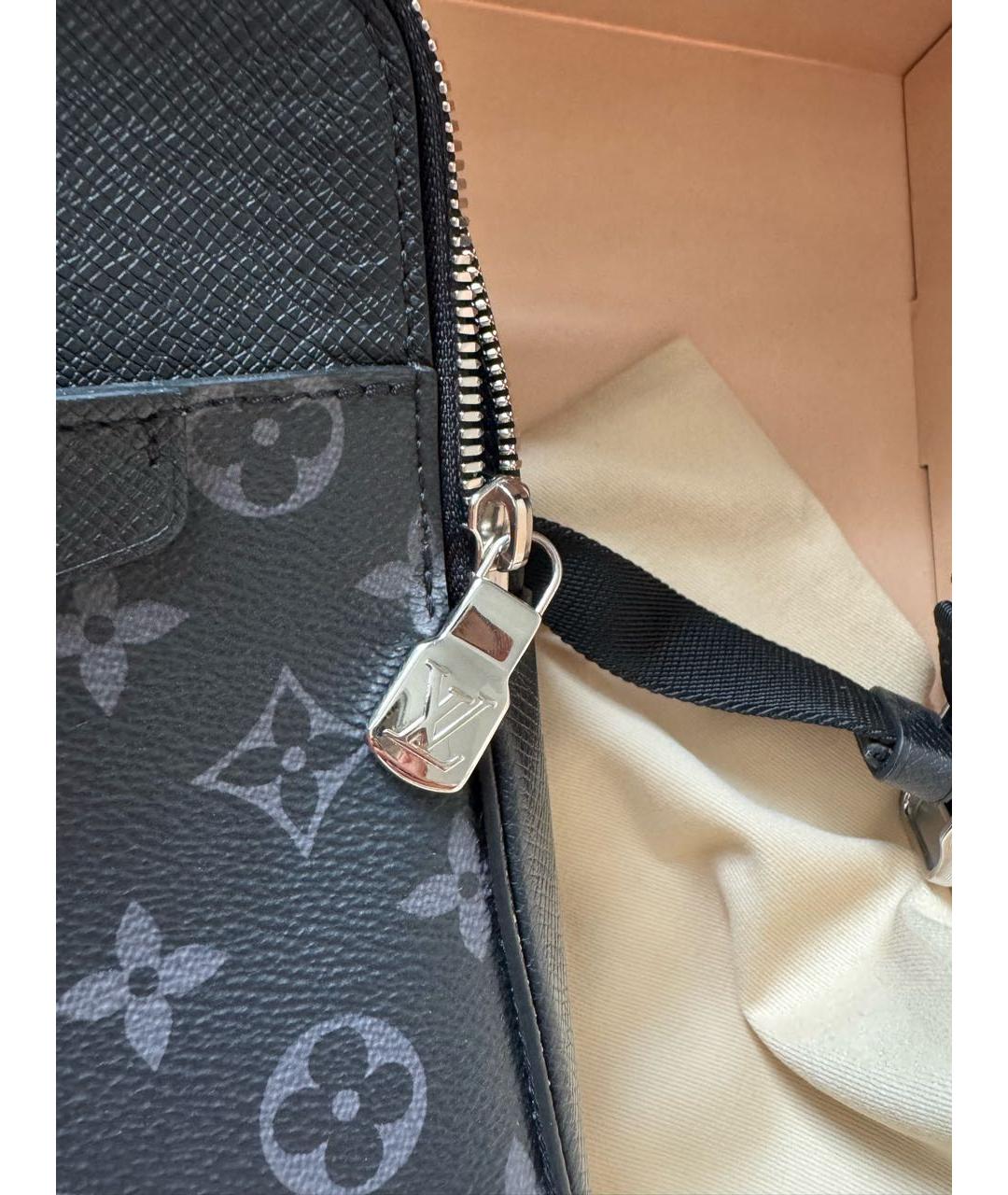 LOUIS VUITTON Черная кожаная сумка на плечо, фото 3