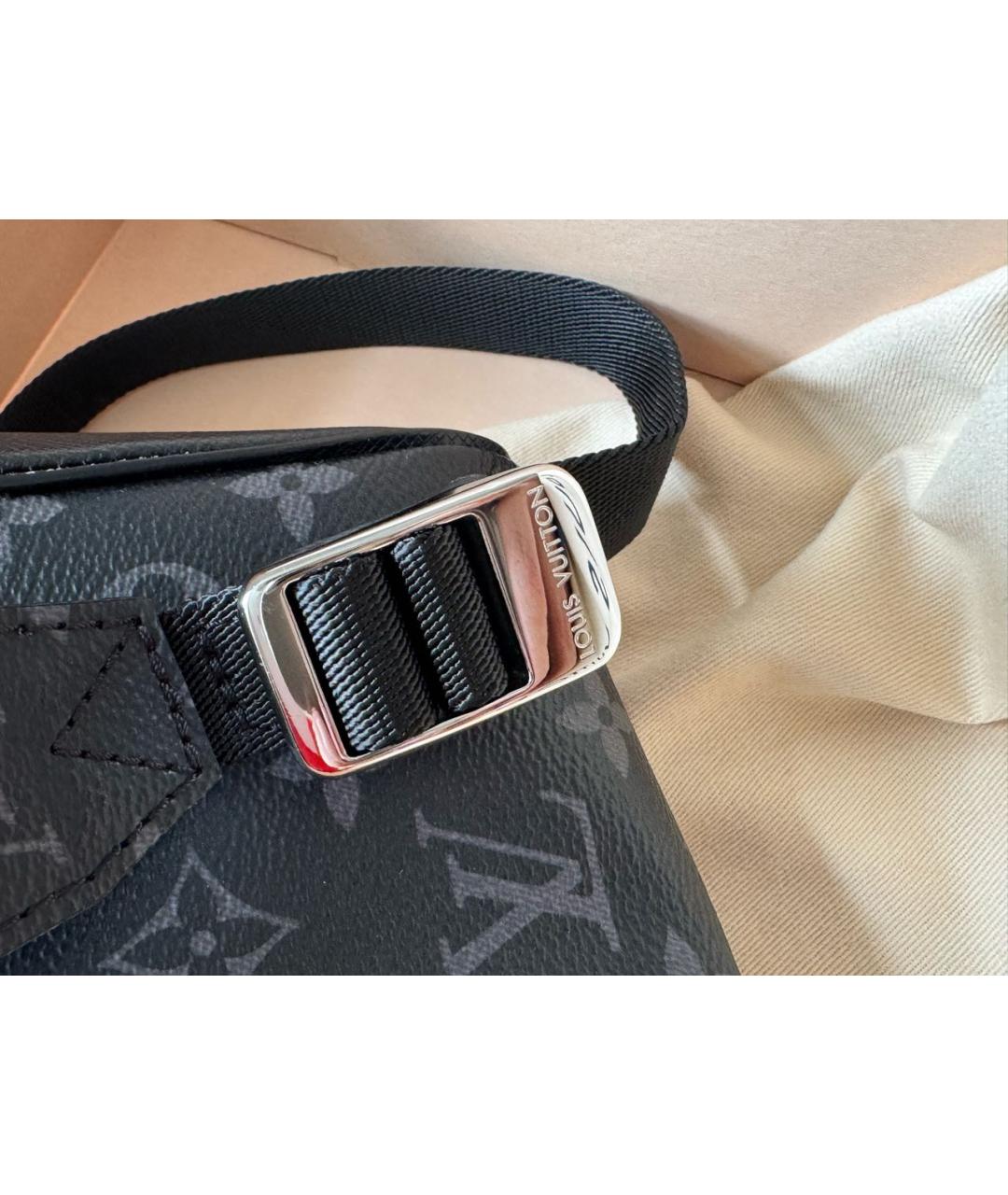 LOUIS VUITTON Черная кожаная сумка на плечо, фото 6