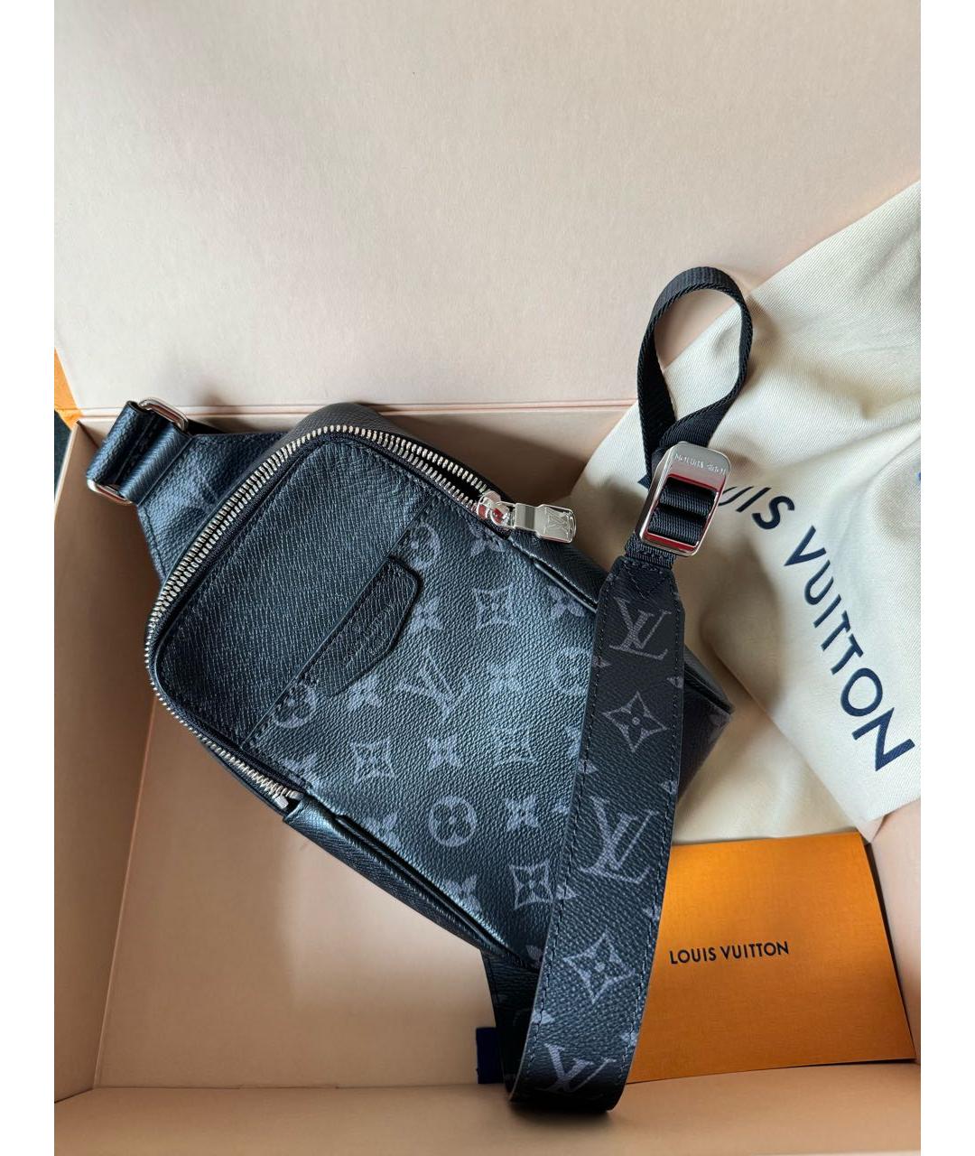 LOUIS VUITTON Черная кожаная сумка на плечо, фото 2