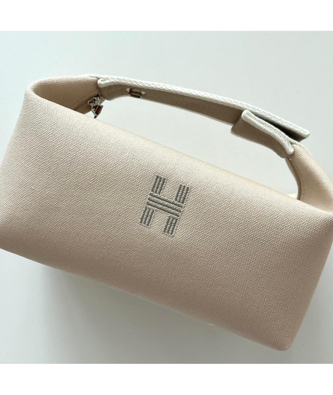 HERMES Бежевая хлопковая косметичка, фото 4