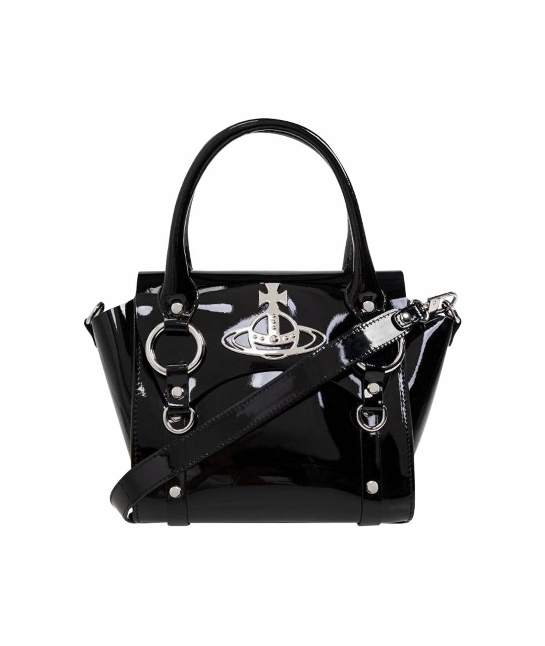 VIVIENNE WESTWOOD Черная сумка с короткими ручками из лакированной кожи, фото 1