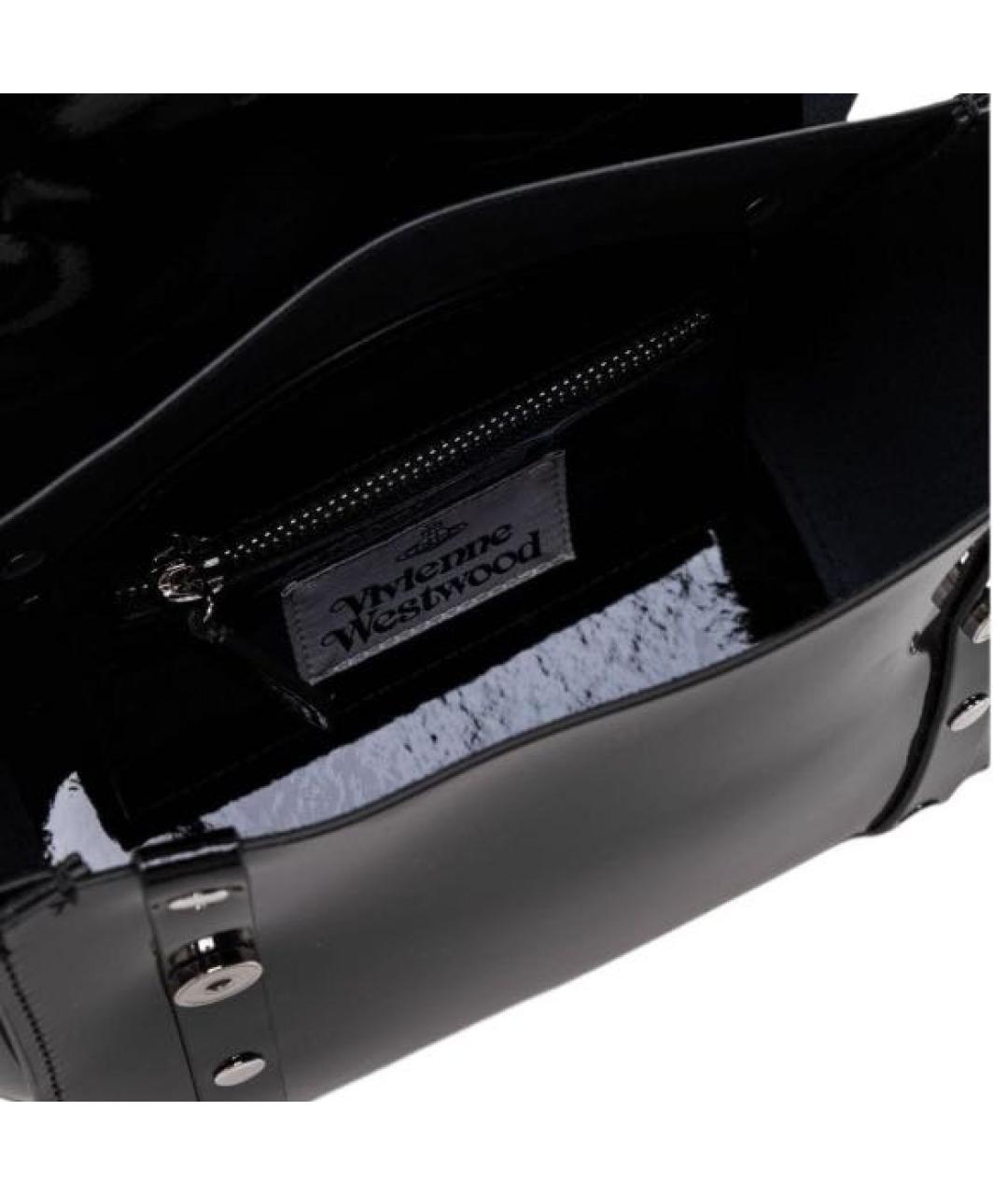 VIVIENNE WESTWOOD Черная сумка с короткими ручками из лакированной кожи, фото 4
