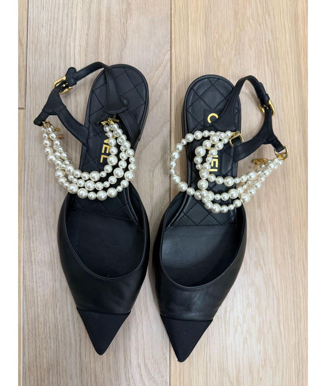 CHANEL Черные кожаные туфли, фото 5