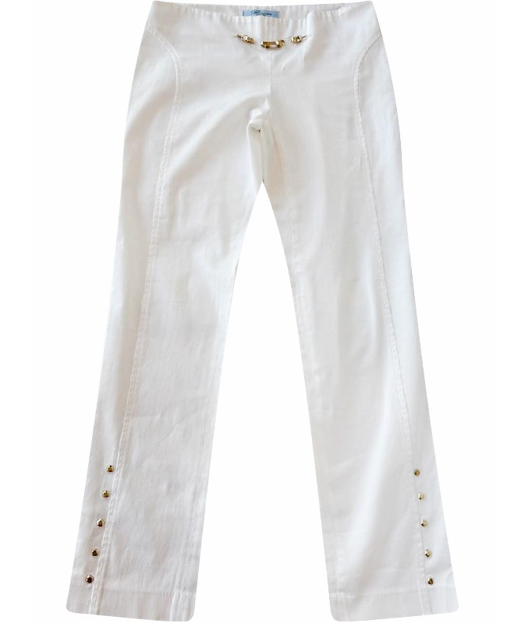BLUMARINE Белые хлопковые прямые брюки, фото 1