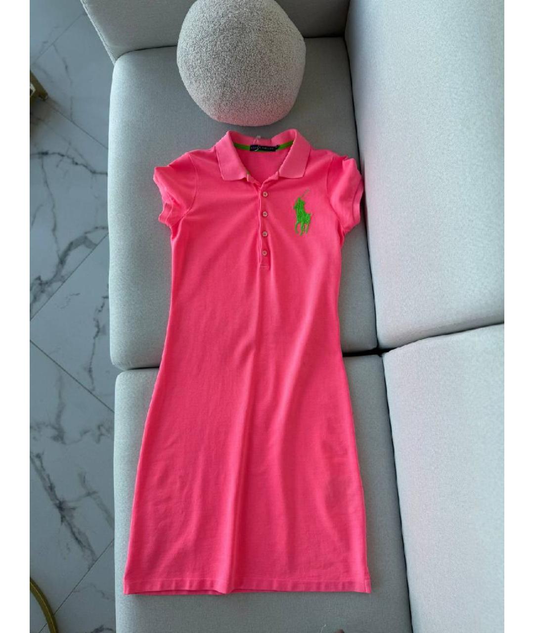 RALPH LAUREN Розовое хлопковое повседневное платье, фото 9