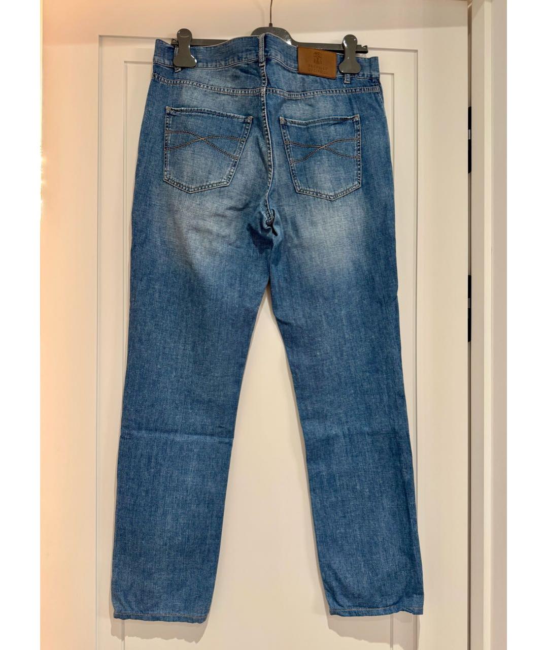 BRUNELLO CUCINELLI Голубые хлопковые джинсы скинни, фото 2
