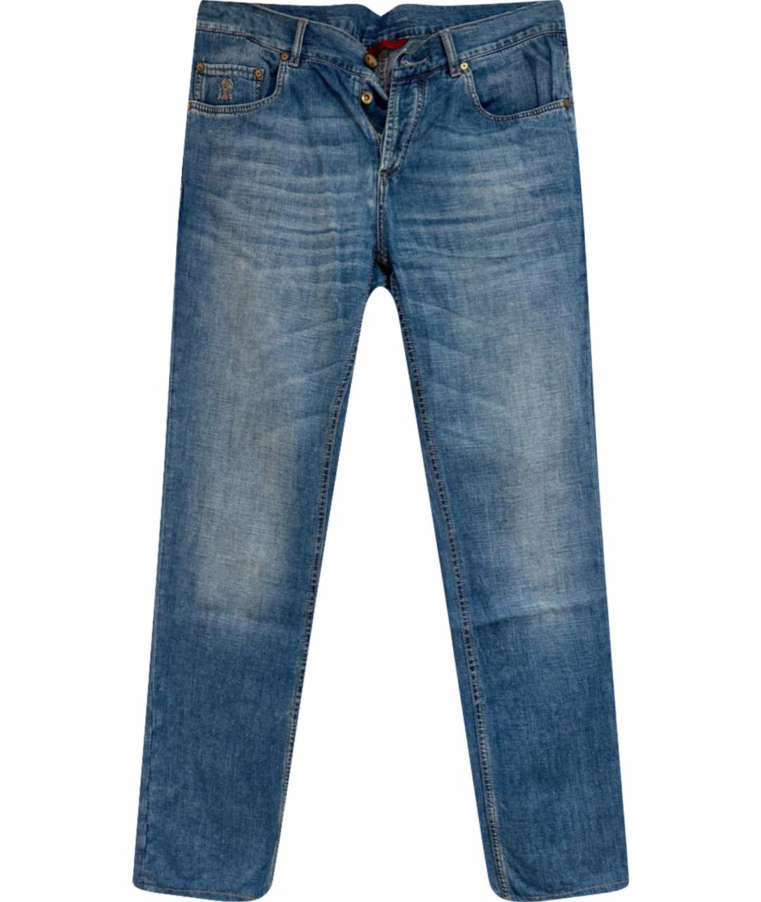 BRUNELLO CUCINELLI Голубые хлопковые джинсы скинни, фото 1