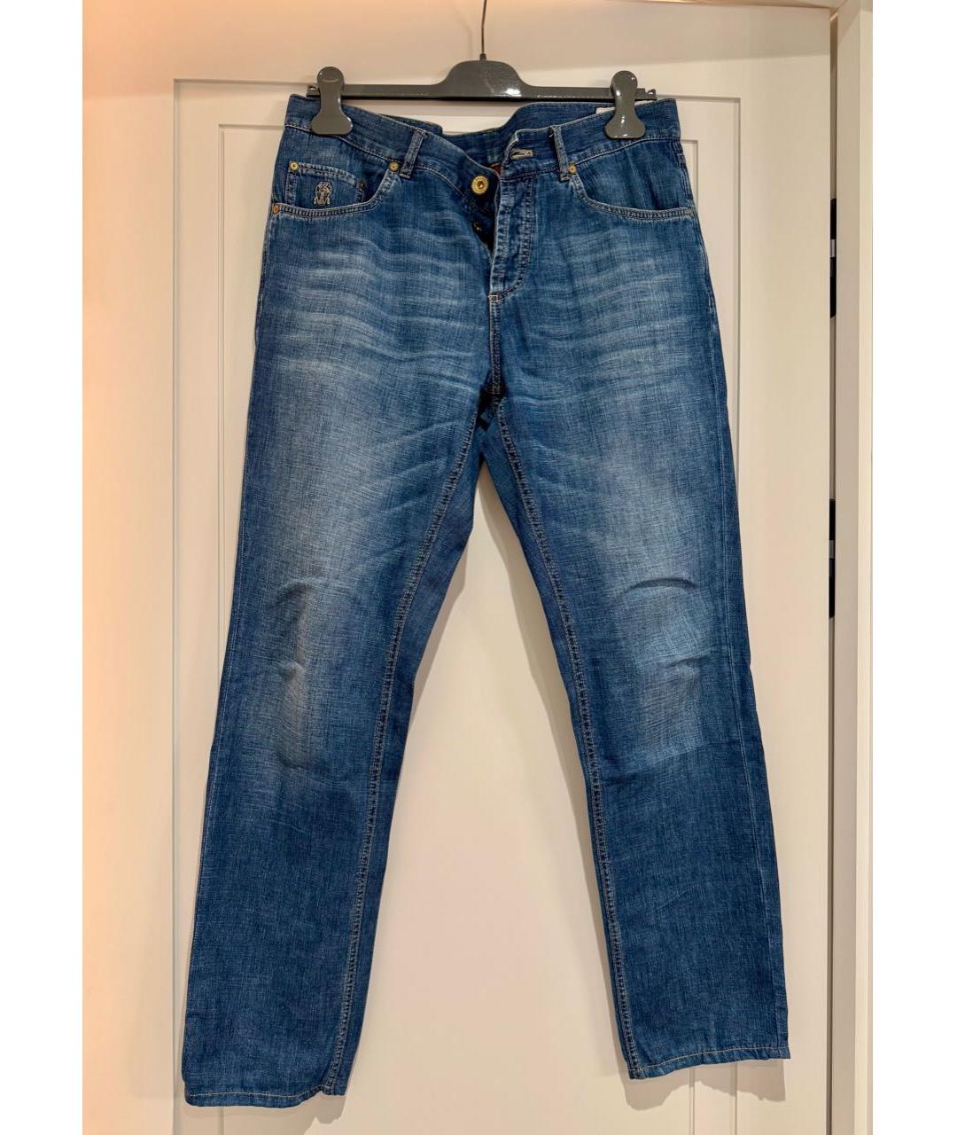 BRUNELLO CUCINELLI Синие хлопковые джинсы скинни, фото 4