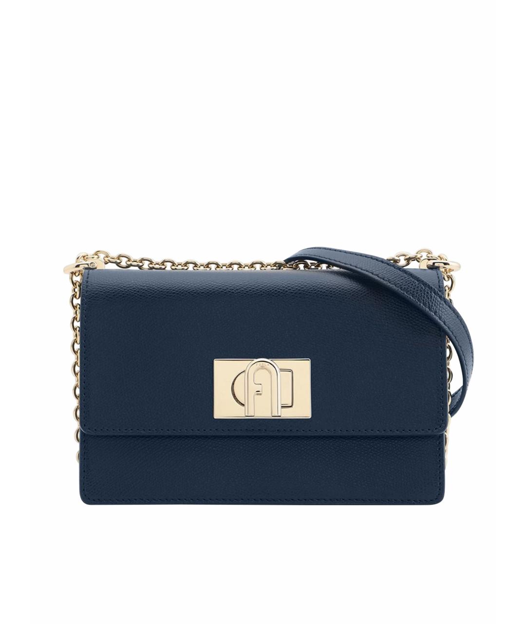 FURLA Темно-синяя кожаная сумка через плечо, фото 1