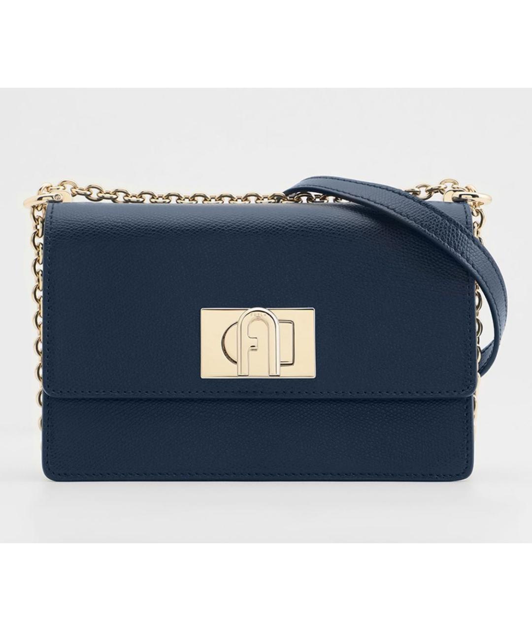 FURLA Темно-синяя кожаная сумка через плечо, фото 4