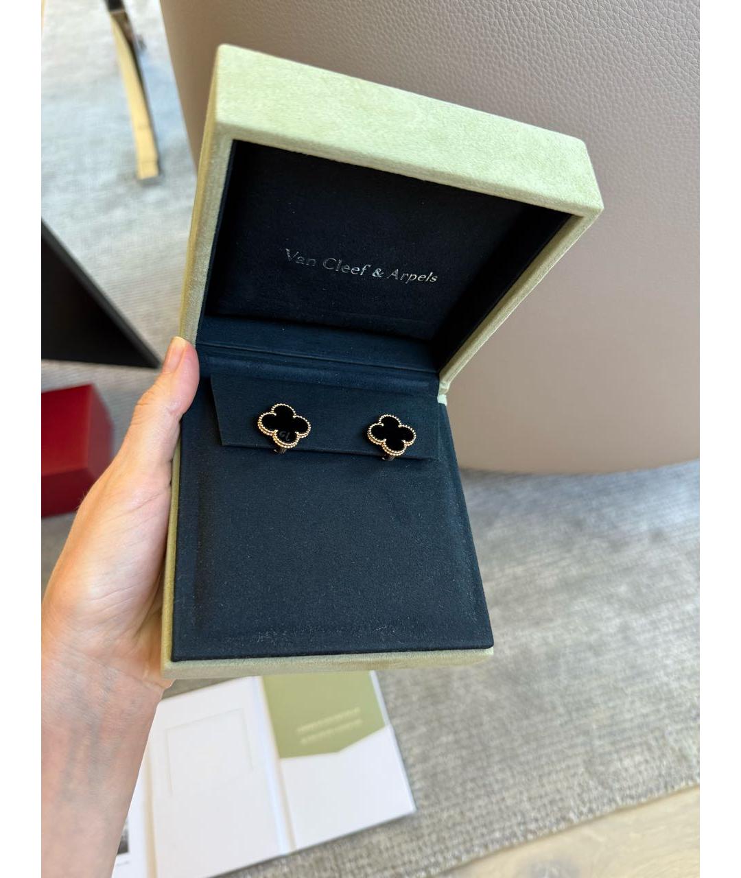VAN CLEEF & ARPELS Черные серьги из желтого золота, фото 5