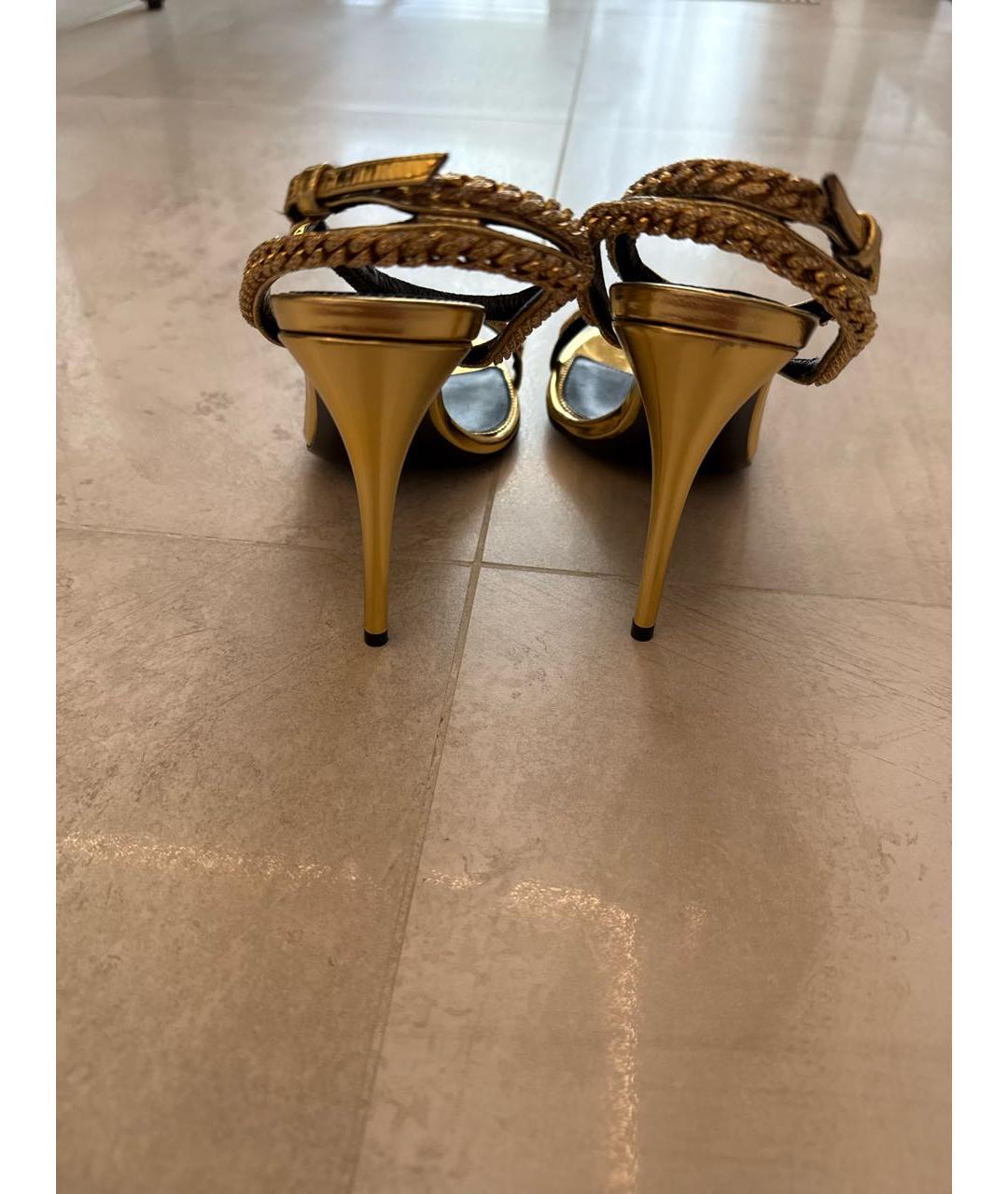 TOM FORD Золотые кожаные босоножки, фото 3